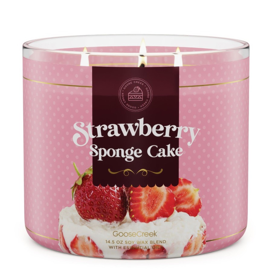 Candles Strawberry Sponge Cake | Strawberry Sponge Cake Large 3-Wick Candle