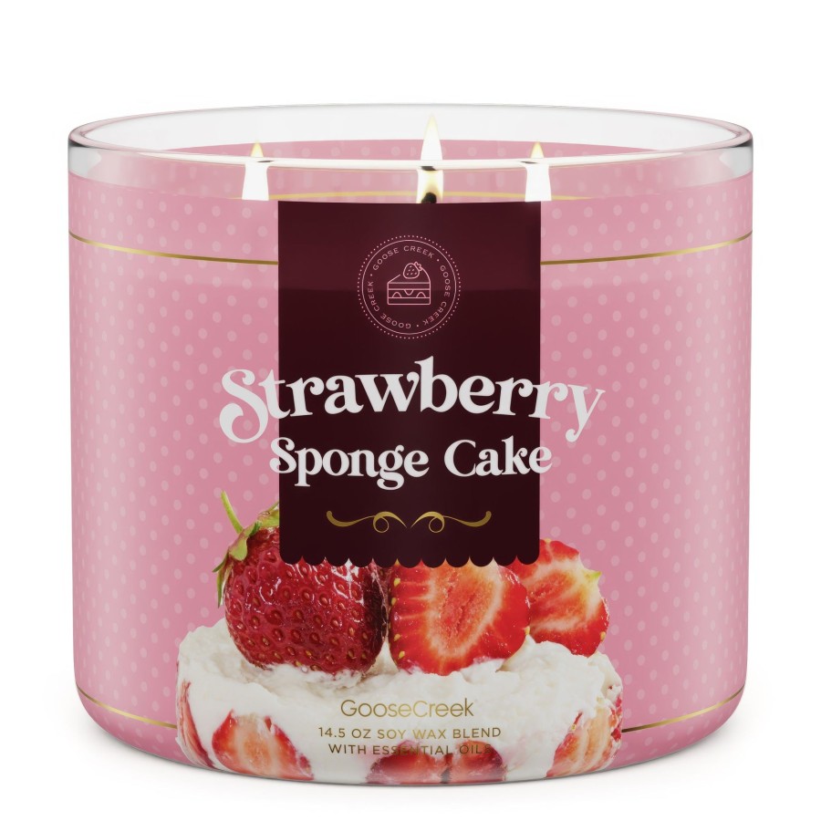 Candles Strawberry Sponge Cake | Strawberry Sponge Cake Large 3-Wick Candle