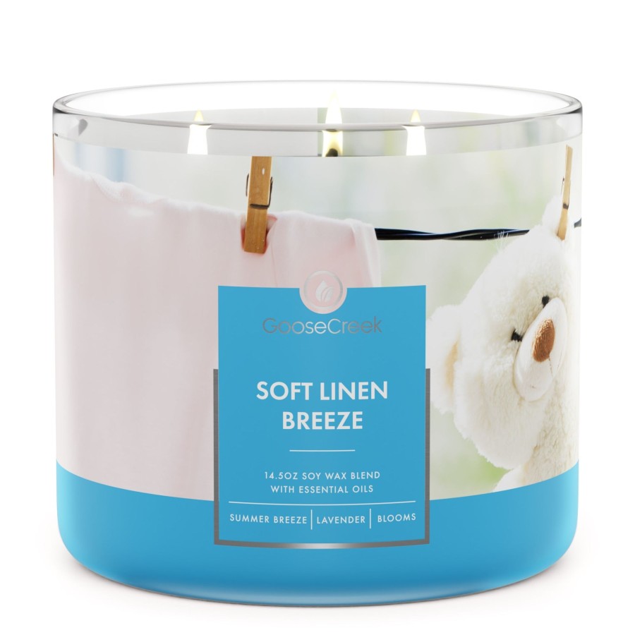 Candles Soft Linen Breeze | Soft Linen Breeze Large 3-Wick Candle