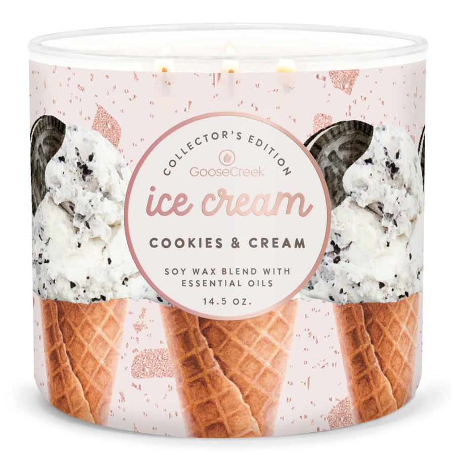 Candles Cookies u0026 Cream Ice Cream | Cookie & Cream Ice Cream Large 3-Wick Candle