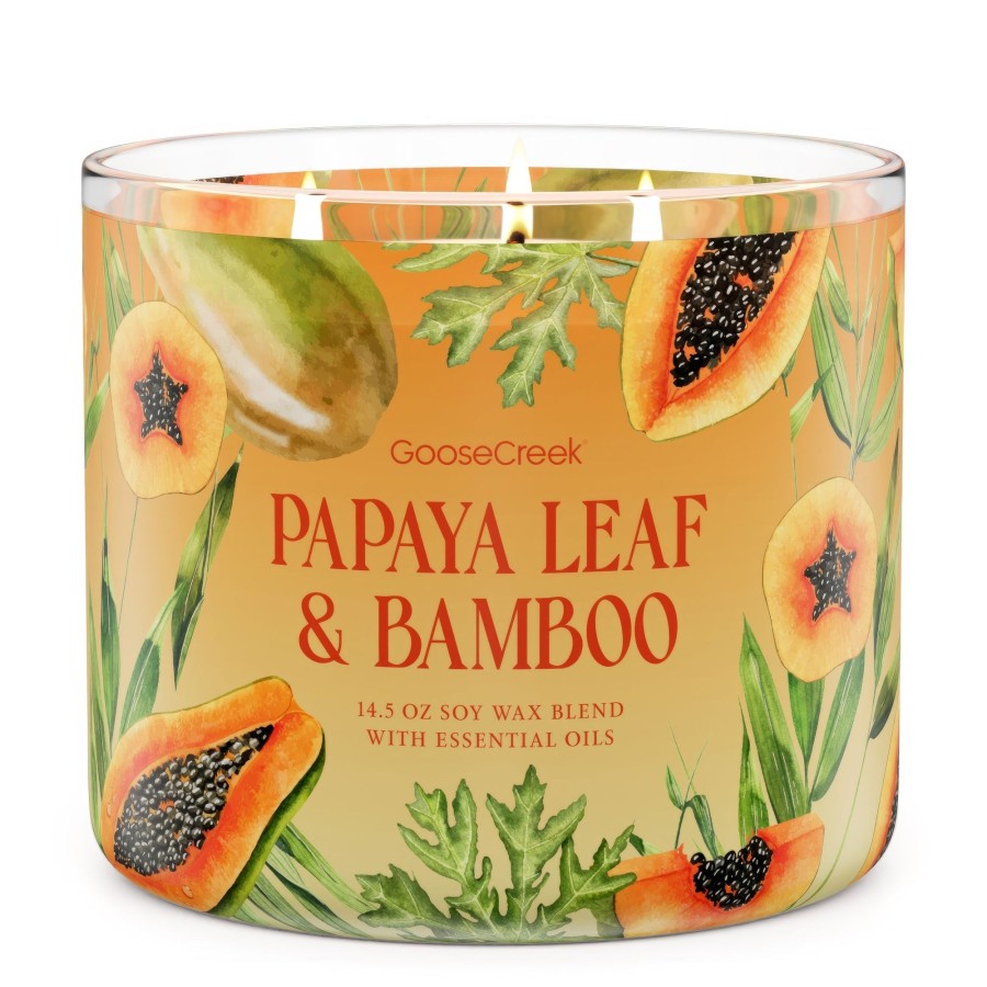 Candles Papaya Leaf u0026 Bamboo | Papaya Leaf & Bamboo Large 3-Wick Candle