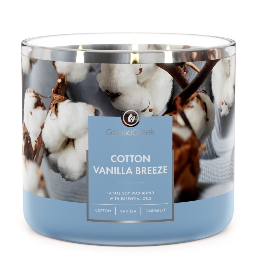 Candles Cotton Vanilla Breeze | Cotton Vanilla Breeze Large 3-Wick Candle