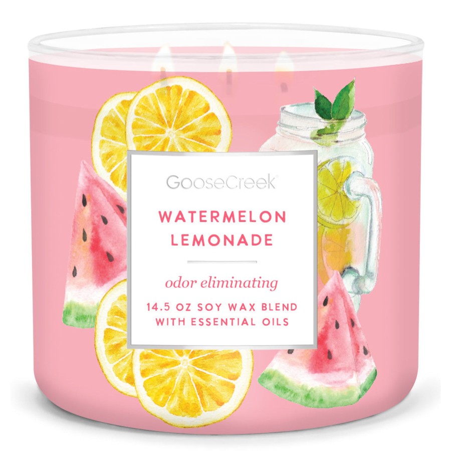 Candles Watermelon Lemonade | Odor Eliminating - Watermelon Lemonade Large 3-Wick Candle