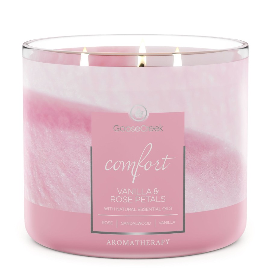 Candles Vanilla u0026 Rose Petals | Vanilla & Rose Petals Aromatherapy Large 3-Wick Candle