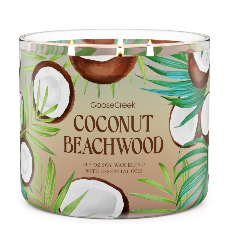 Candles Coconut Beachwood | Coconut Beachwood Large 3-Wick Candle