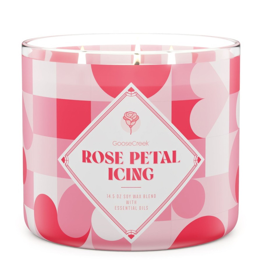 Candles Rose Petal Icing | Rose Petal Icing Large 3-Wick Candle