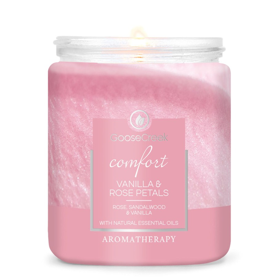 Candles Vanilla u0026 Rose Petals | Vanilla & Rose Petals 7Oz Aromatherapy Single Wick Candle