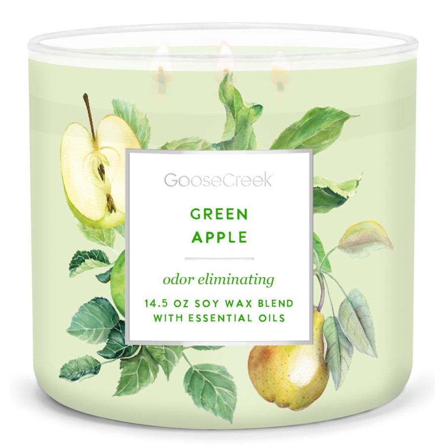 Candles Wild Green Apple | Odor Eliminating - Green Apple Large 3-Wick Candle