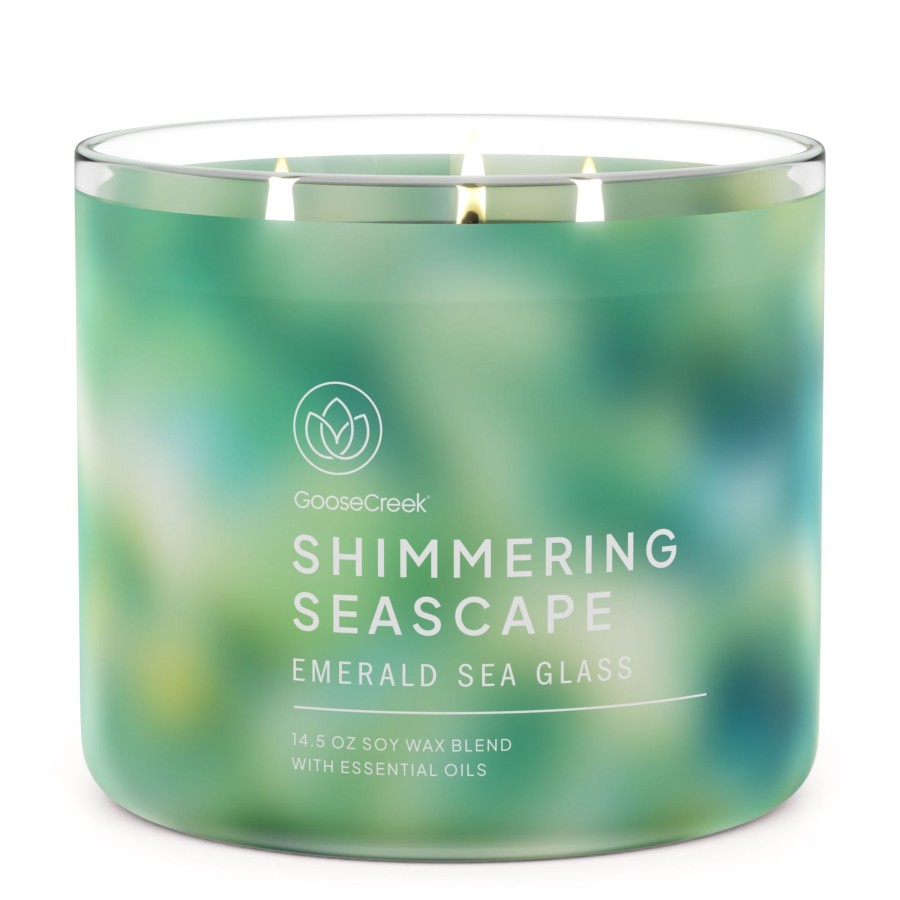 Candles Emerald Sea Glass | Emerald Sea Glass Large 3-Wick Candle