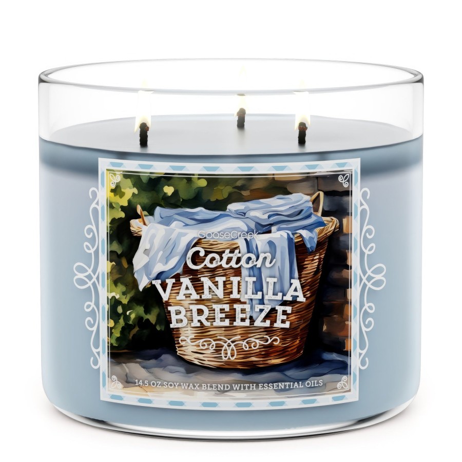 Candles Cotton Vanilla Breeze | Cotton Vanilla Breeze Large 3-Wick Candle